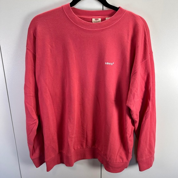 Levi's Crewneck Sweatshirt Coral Pink Womens Size L Casual Everyday Top - Picture 1 of 10
